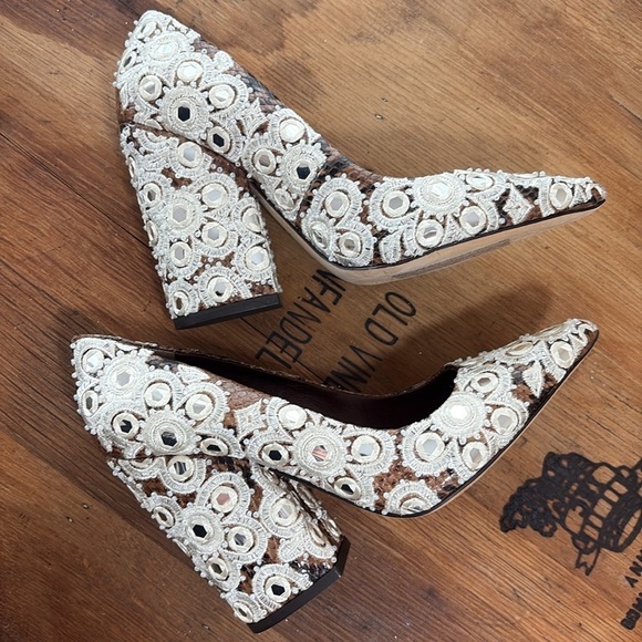 Tory Burch | *2 DIFFERENT SIZED SHOES* Francesca Roccia Rhinestone Heels 6.5 & 7 - Picture 1 of 17